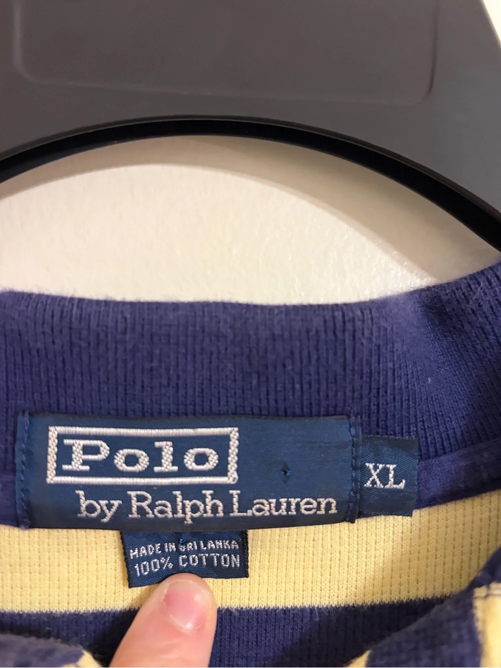 Polo by Ralph Lauren | Men's Navy and Yellow Striped Polo Shirt size XL